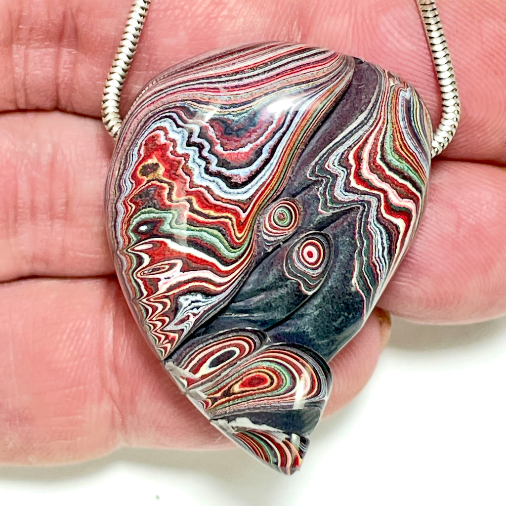 DVH Genuine Corvette Fordite Heart Bead Pendant 30x39x17mm (6975)