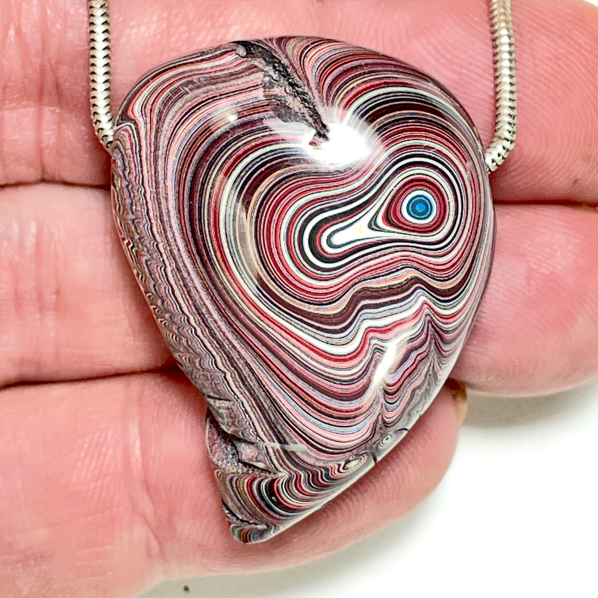 DVH Genuine Corvette Fordite Heart Bead Pendant 30x39x17mm (6975)