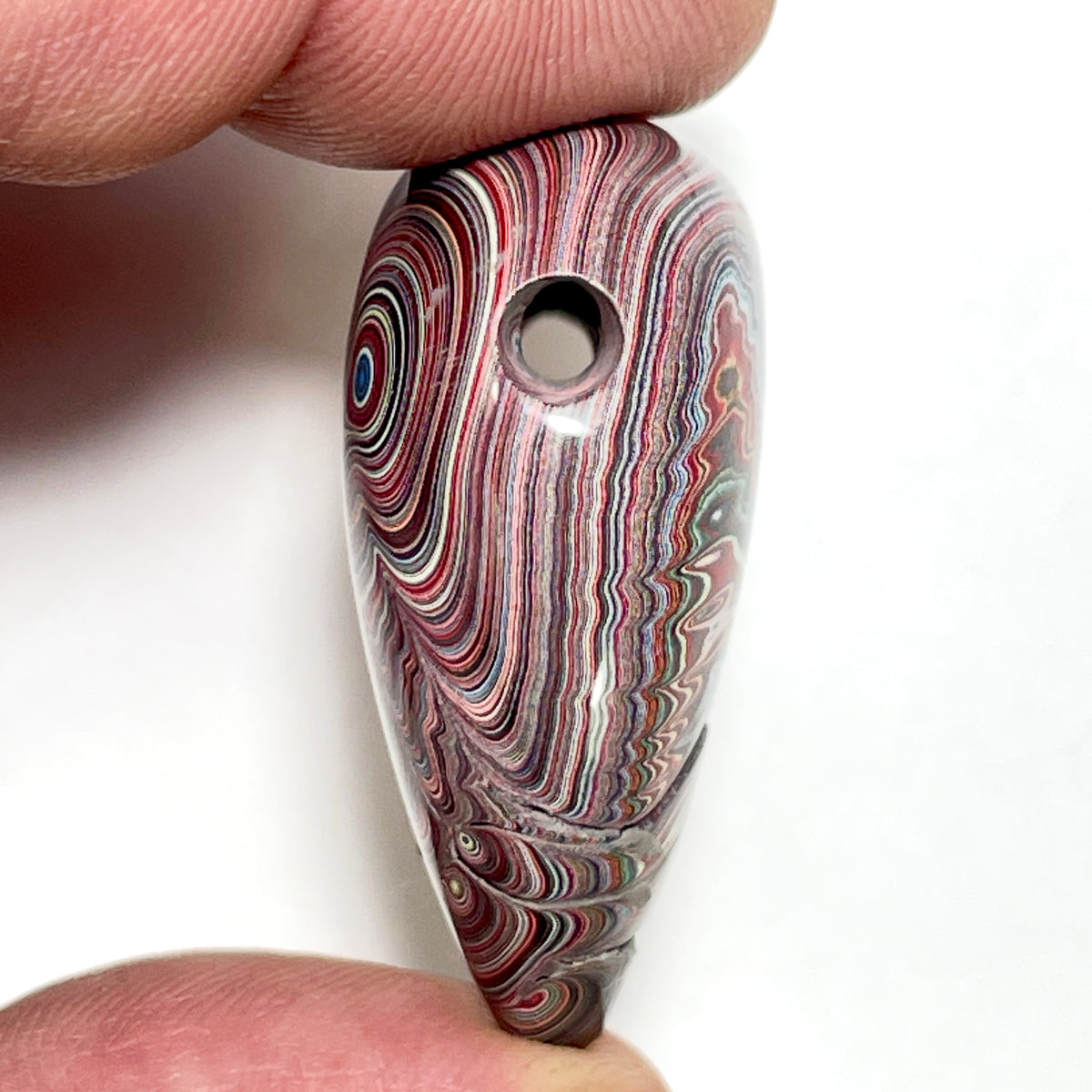 DVH Genuine Corvette Fordite Heart Bead Pendant 30x39x17mm (6975)