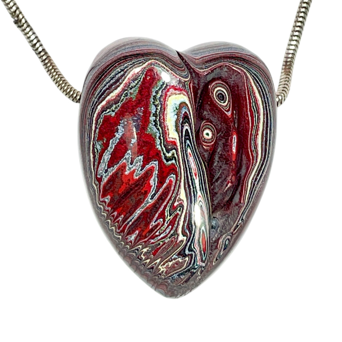 DVH Genuine Corvette Fordite Heart Bead Pendant 26x35x16mm (6976)