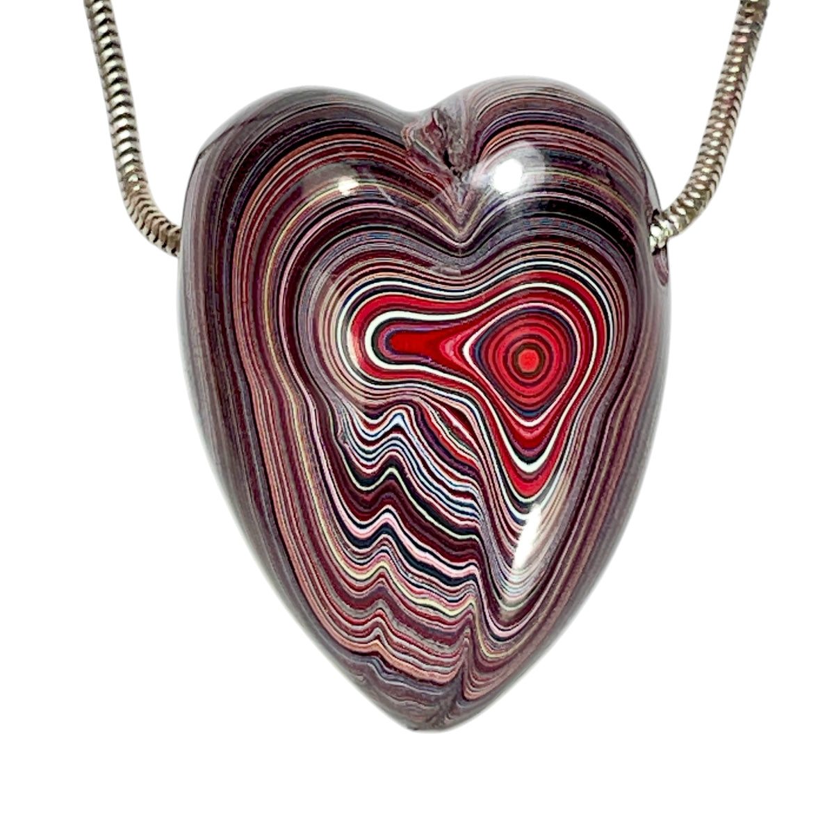 DVH Genuine Corvette Fordite Heart Bead Pendant 26x35x16mm (6976)