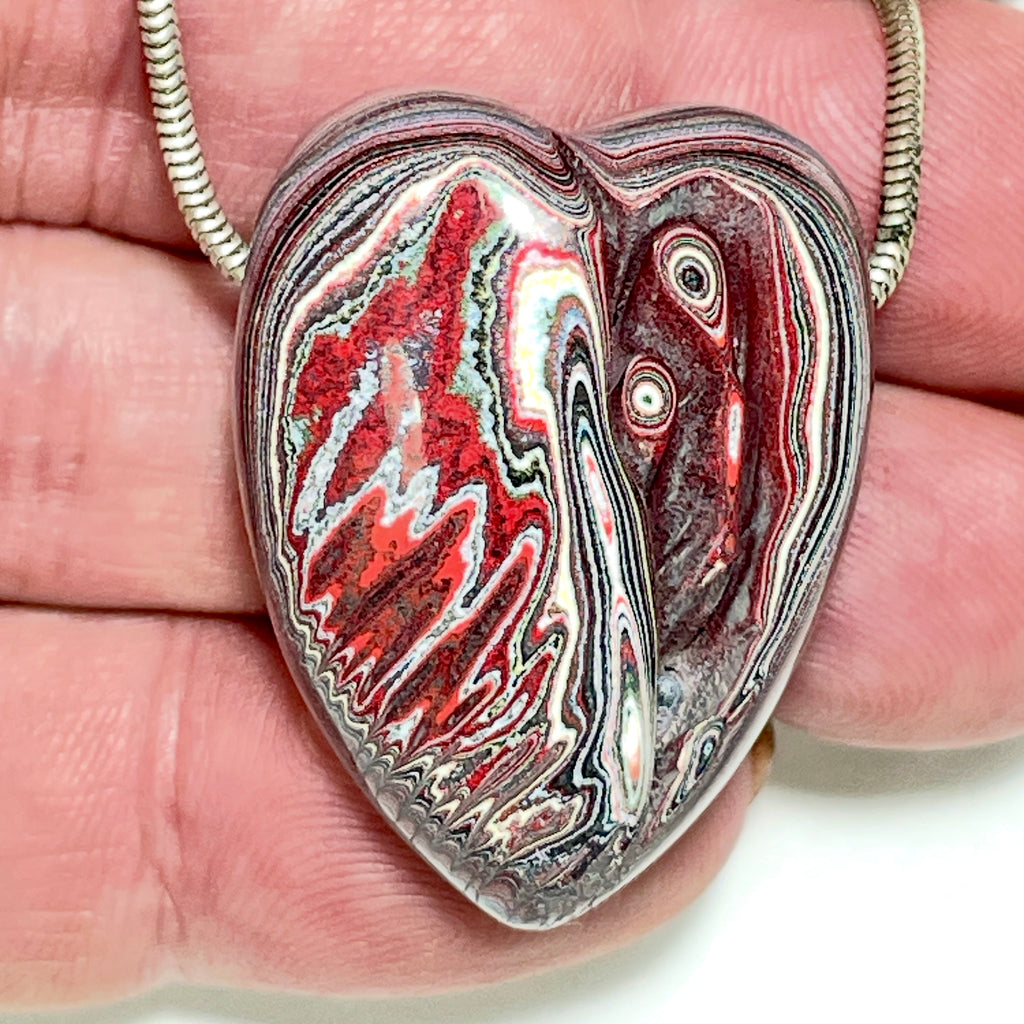 DVH Genuine Corvette Fordite Heart Bead Pendant 26x35x16mm (6976)