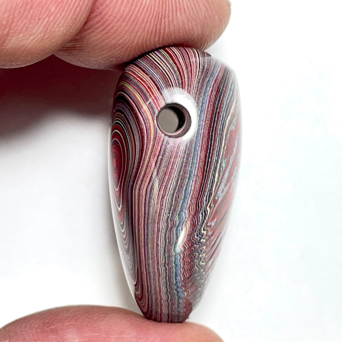 DVH Genuine Corvette Fordite Heart Bead Pendant 26x35x16mm (6976)