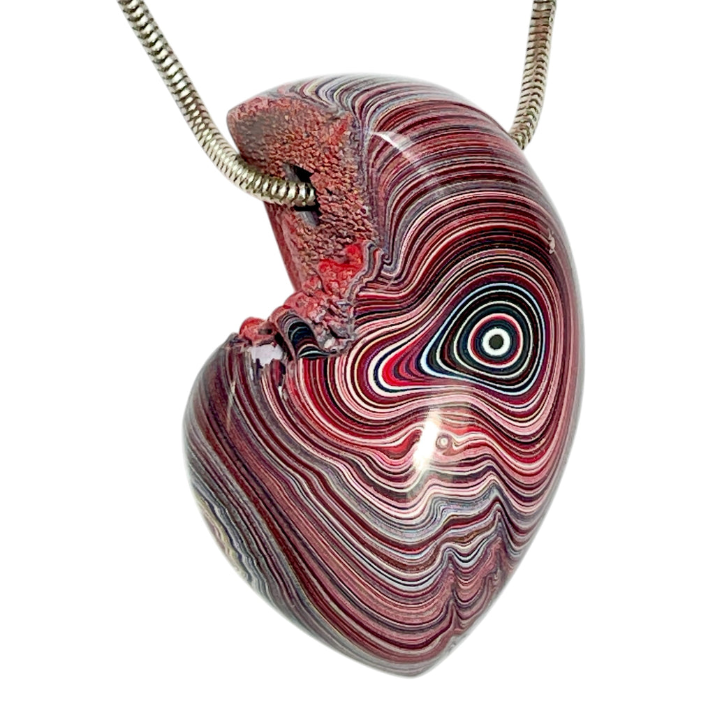 DVH Genuine Corvette Fordite Heart Bead Pendant 30x40x17mm (6977)