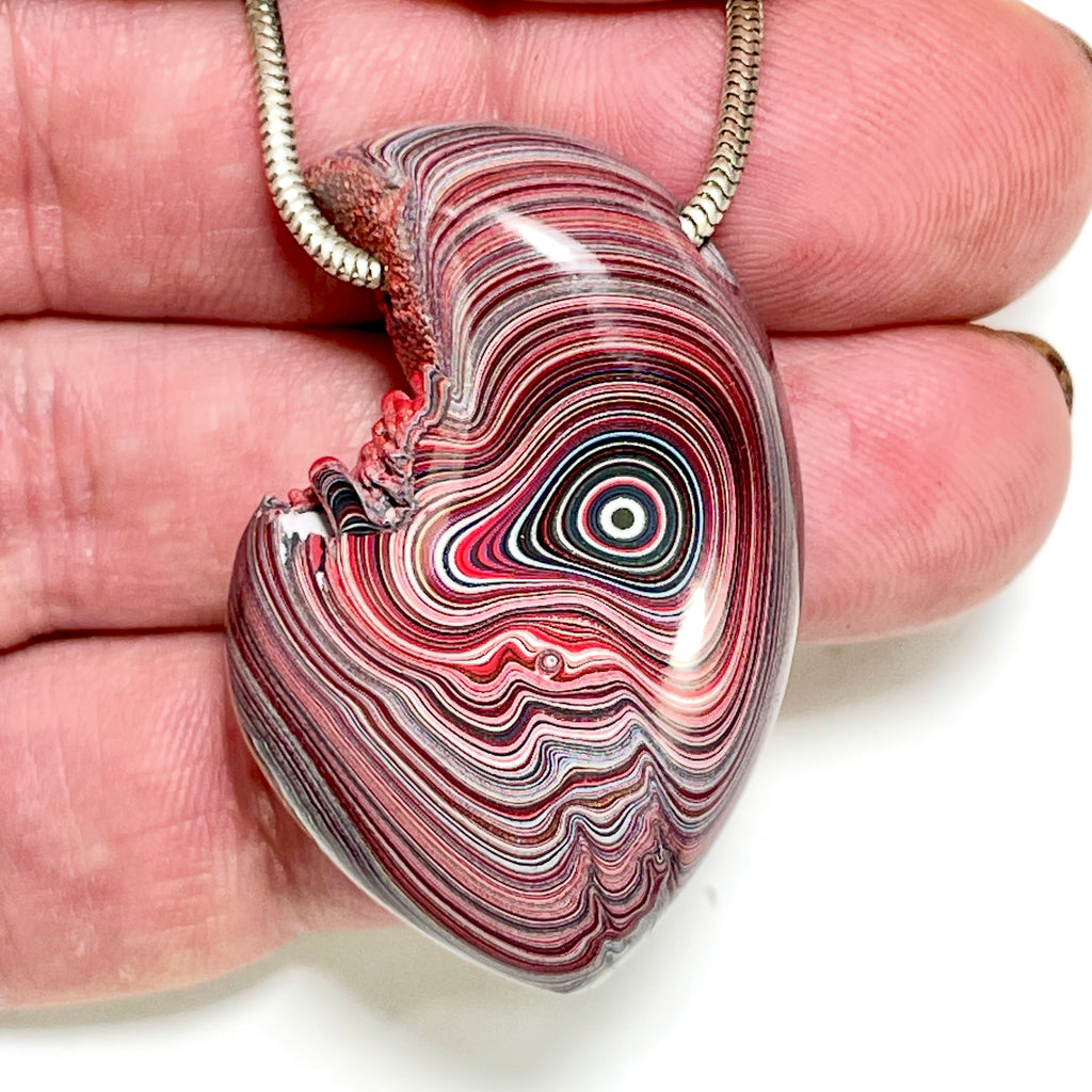 DVH Genuine Corvette Fordite Heart Bead Pendant 30x40x17mm (6977)