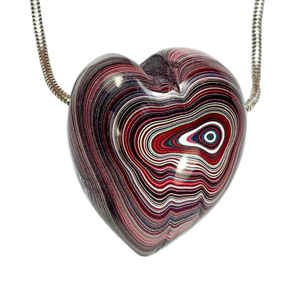 DVH Genuine Corvette Fordite Heart Bead Pendant 33x29x20mm (6978)
