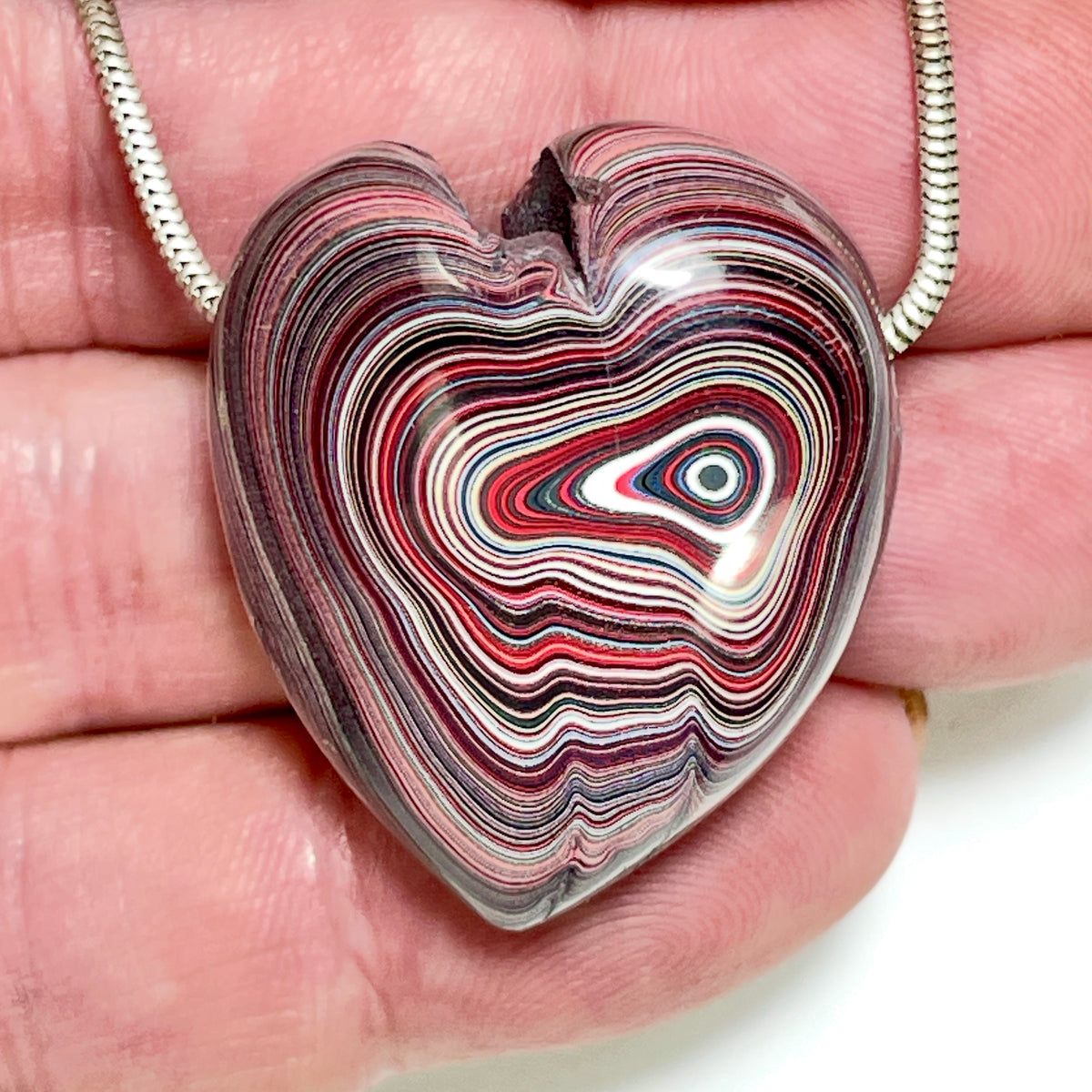 DVH Genuine Corvette Fordite Heart Bead Pendant 33x29x20mm (6978)