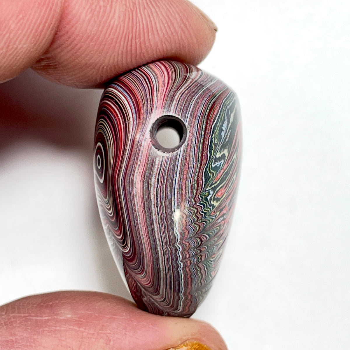 DVH Genuine Corvette Fordite Heart Bead Pendant 33x29x20mm (6978)