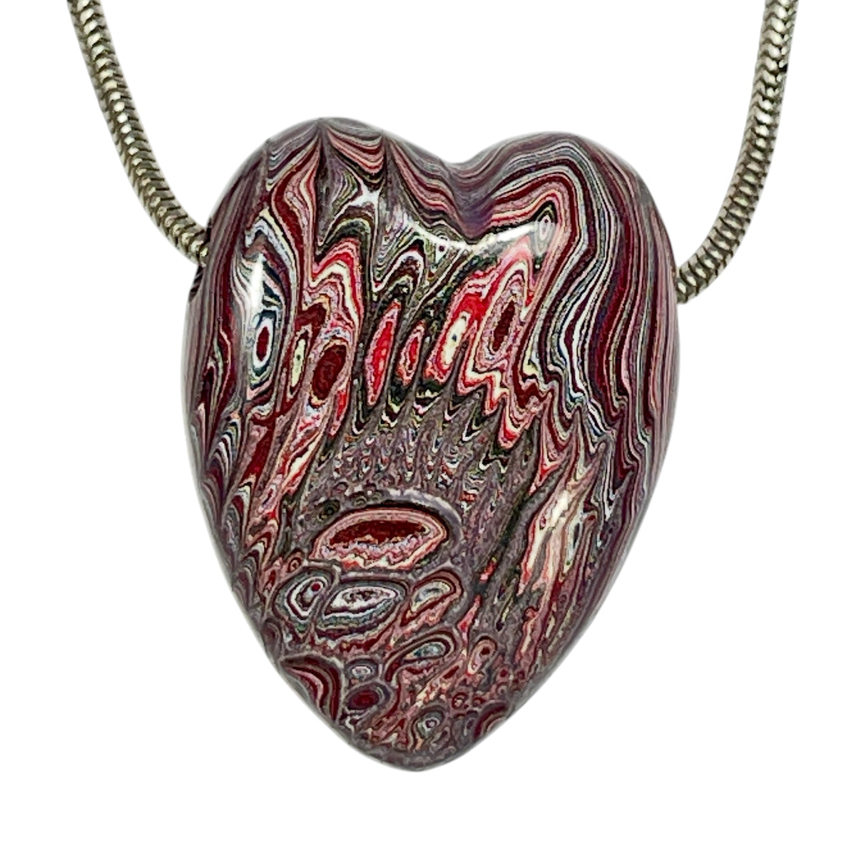 DVH Corvette Fordite Heart Bead Pendant 32x24x12mm Bowling Green KY Ass. (7008)