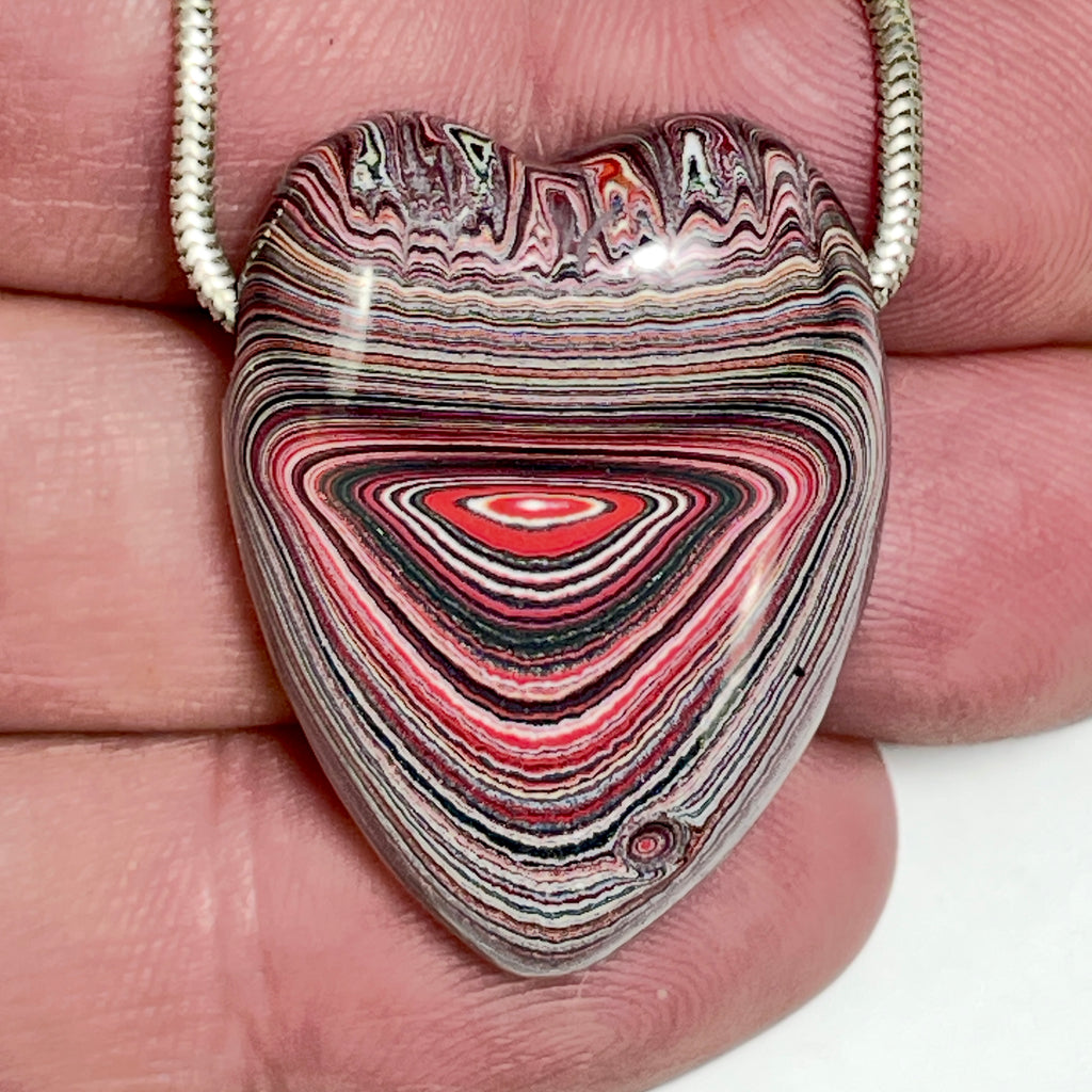 DVH Corvette Fordite Heart Bead Pendant 32x24x12mm Bowling Green KY Ass. (7008)
