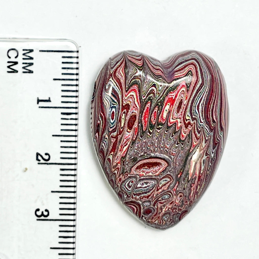 DVH Corvette Fordite Heart Bead Pendant 32x24x12mm Bowling Green KY Ass. (7008)