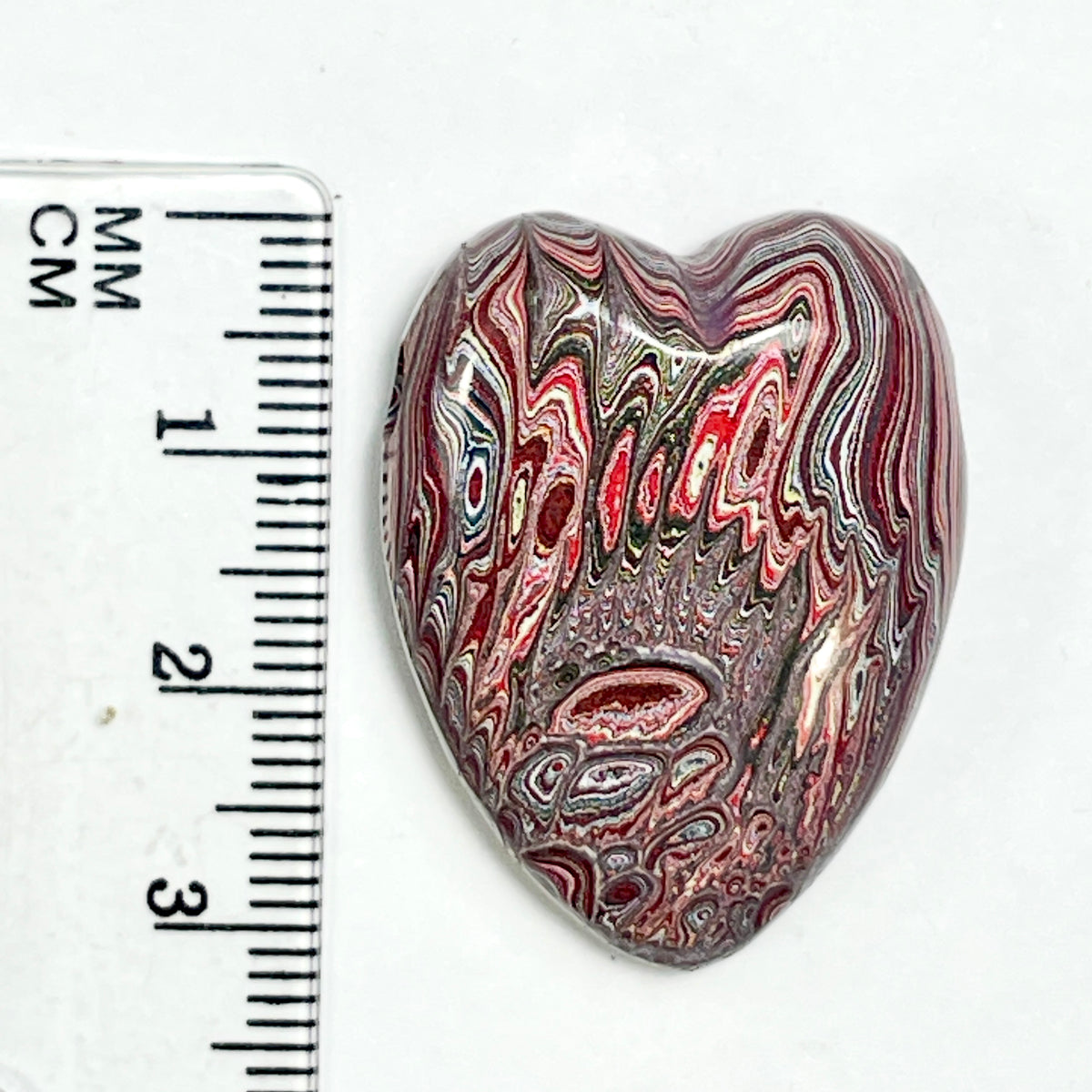 DVH Corvette Fordite Heart Bead Pendant 32x24x12mm Bowling Green KY Ass. (7008)