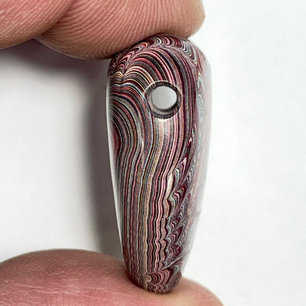DVH Corvette Fordite Heart Bead Pendant 32x24x12mm Bowling Green KY Ass. (7008)