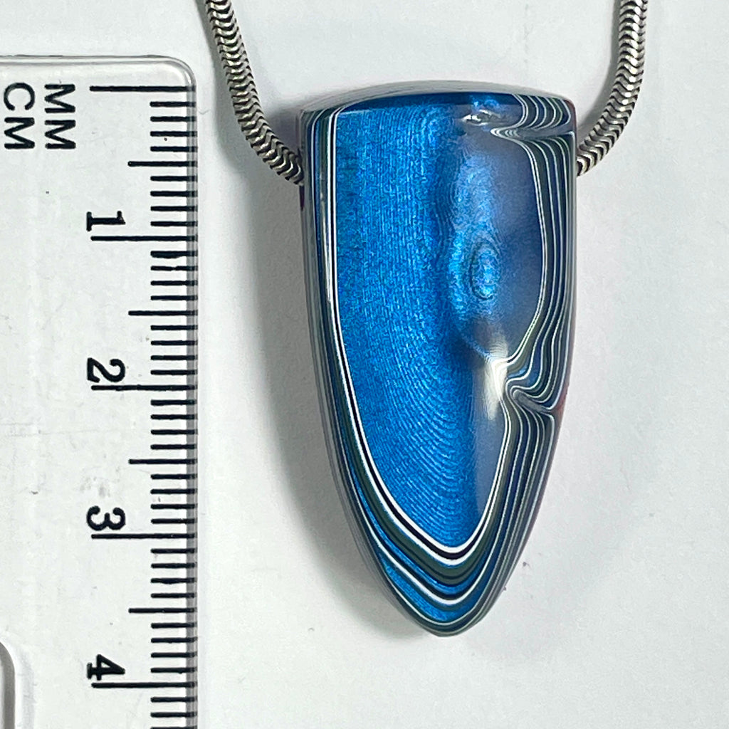 DVH JpGldtr Fordite Shield Bead Pendant Toledo Assembly 36x18x12mm (6589) - DVHdesigns