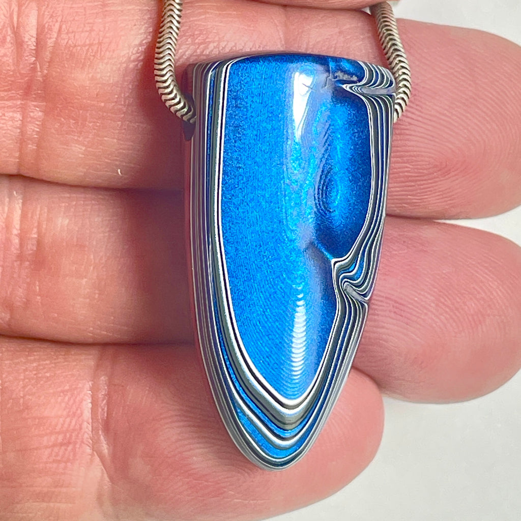 DVH JpGldtr Fordite Shield Bead Pendant Toledo Assembly 36x18x12mm (6589) - DVHdesigns