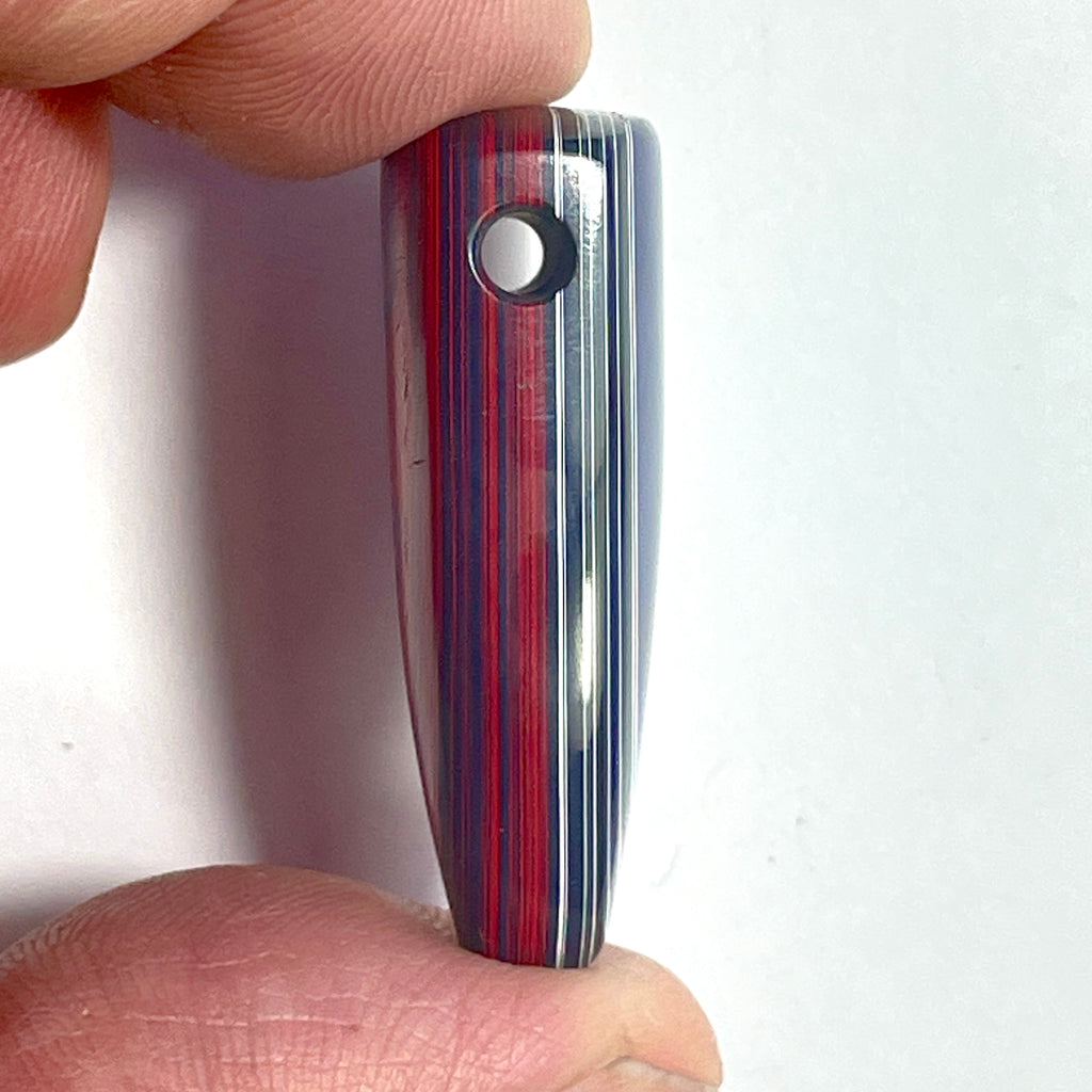 DVH JpGldtr Fordite Shield Bead Pendant Toledo Assembly 36x18x12mm (6589) - DVHdesigns