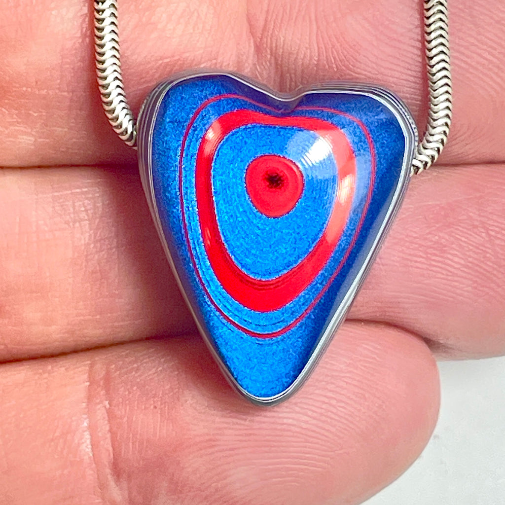 DVH JpGldtr Fordite Heart Bead Pendant Toledo Assembly 24x20x14mm (6590) - DVHdesigns