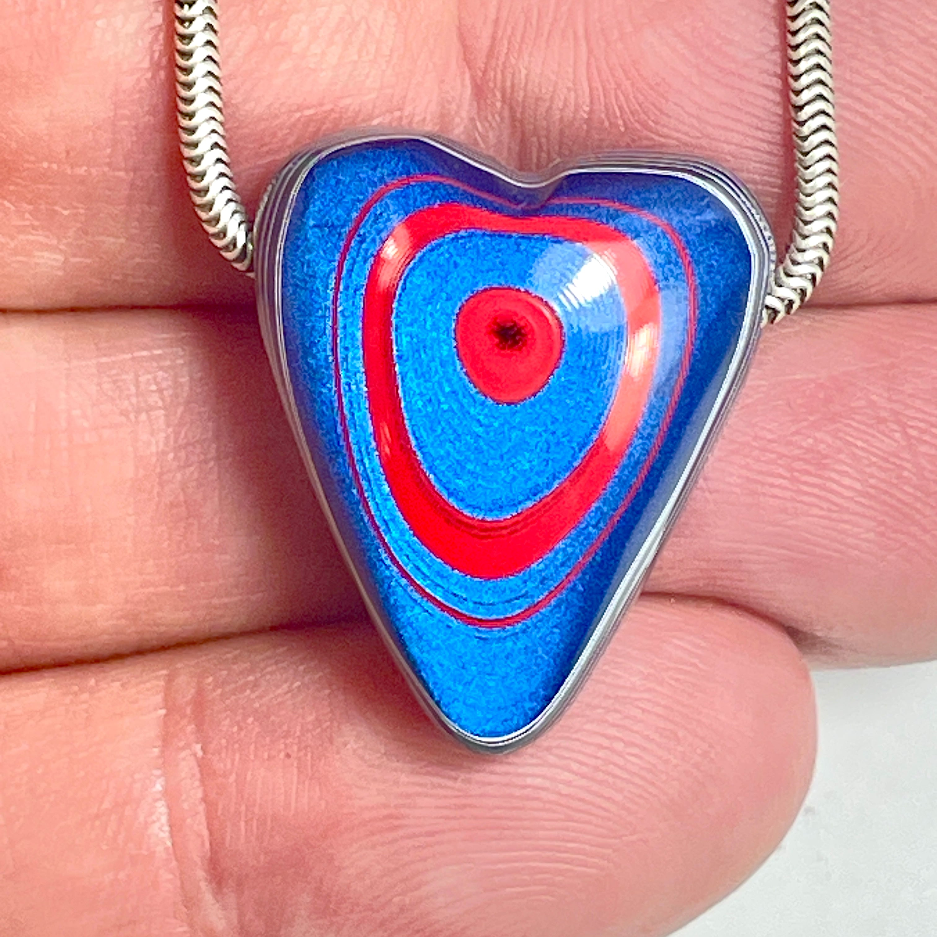 DVH JpGldtr Fordite Heart Bead Pendant Toledo Assembly 24x20x14mm (6590) - DVHdesigns