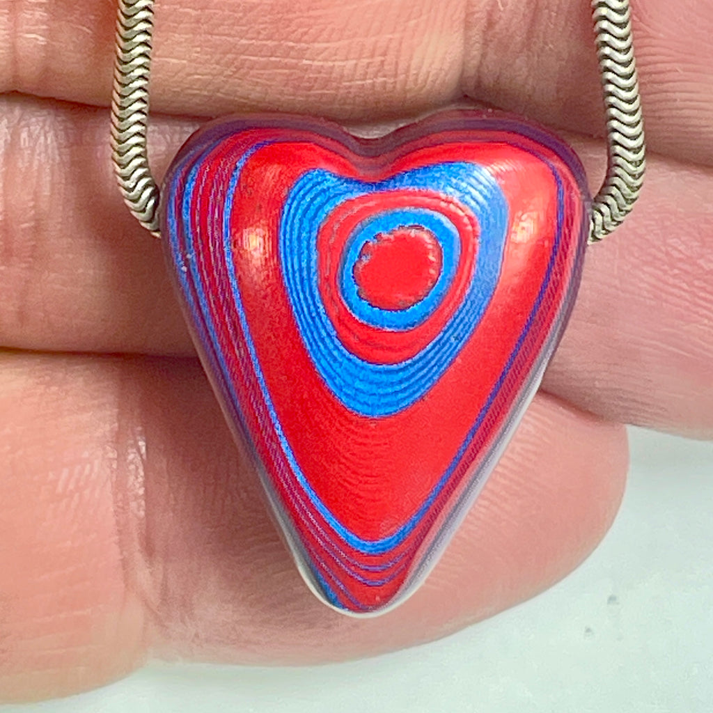 DVH JpGldtr Fordite Heart Bead Pendant Toledo Assembly 24x20x14mm (6590) - DVHdesigns