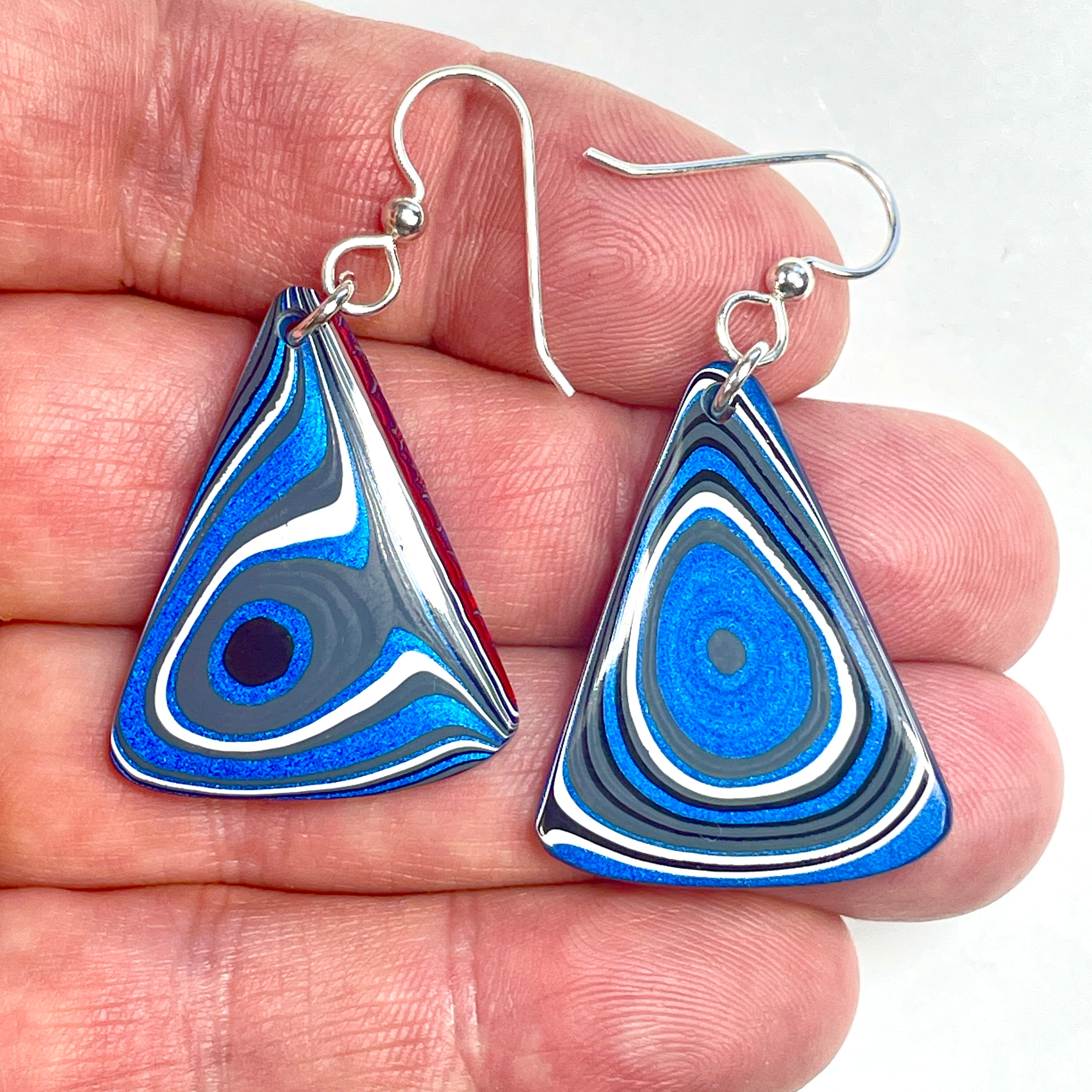 DVH JpGldtr Fordite Earrings Sterling Silver French Wires Toledo Assembly 33x25x5mm (6592) - DVHdesigns