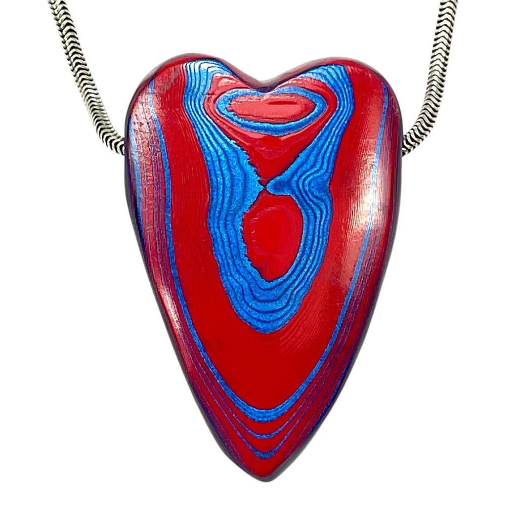 DVH JpGldtr Fordite Heart Bead Pendant Toledo Assembly 42x27x11mm (6593) - DVHdesigns