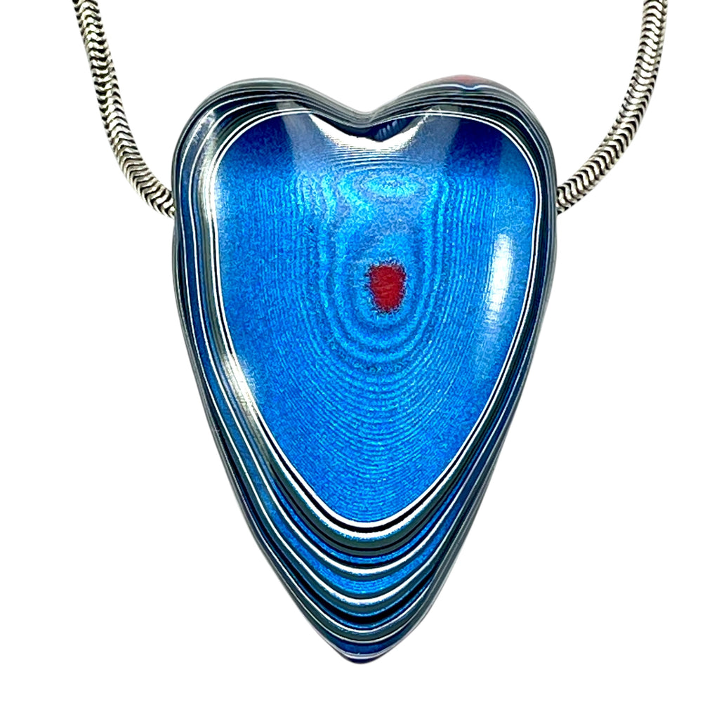 DVH JpGldtr Fordite Heart Bead Pendant Toledo Assembly 42x27x11mm (6593) - DVHdesigns