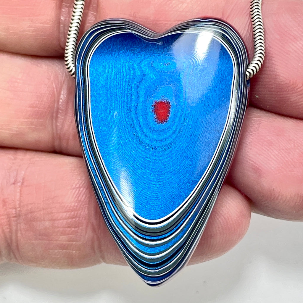DVH JpGldtr Fordite Heart Bead Pendant Toledo Assembly 42x27x11mm (6593) - DVHdesigns