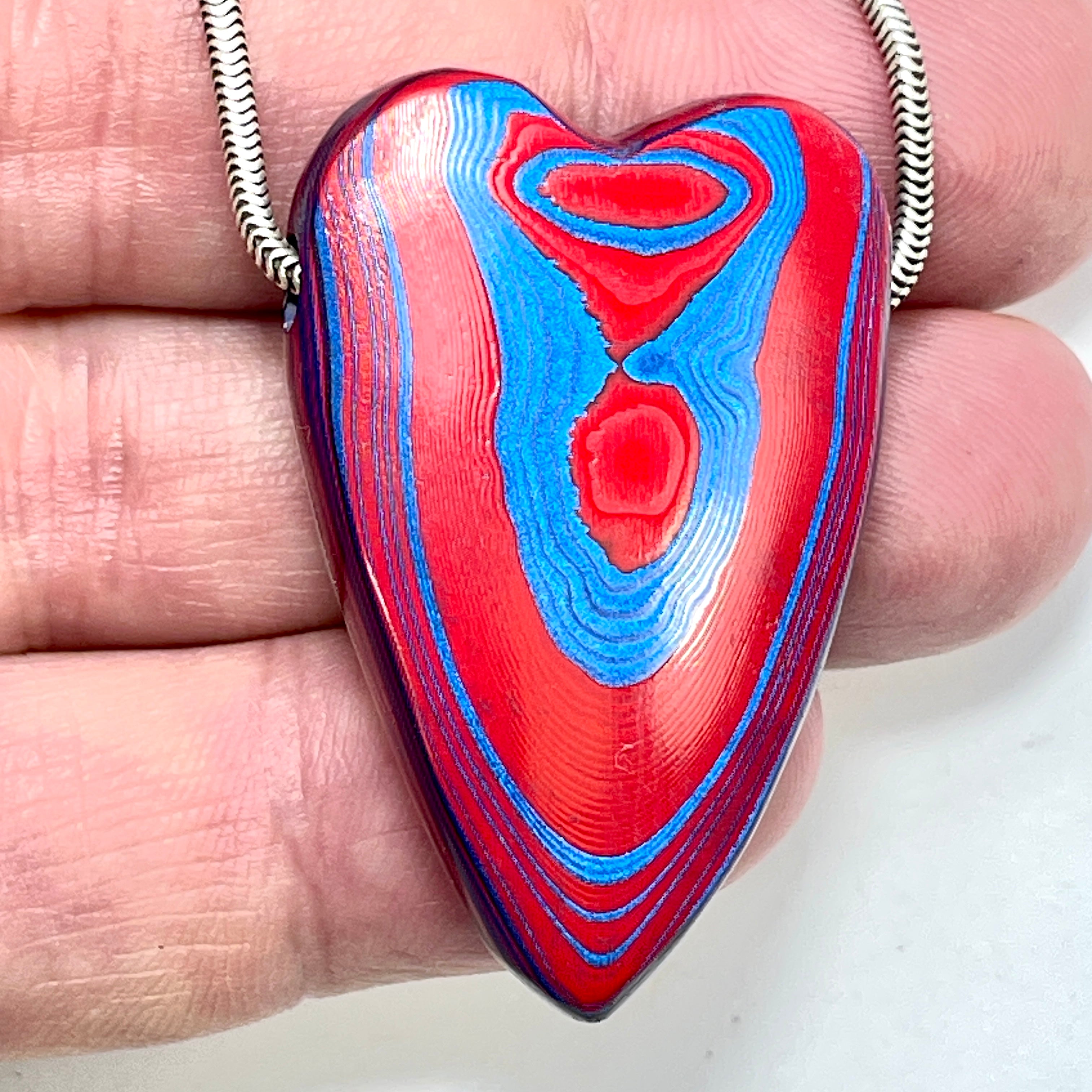 DVH JpGldtr Fordite Heart Bead Pendant Toledo Assembly 42x27x11mm (6593) - DVHdesigns