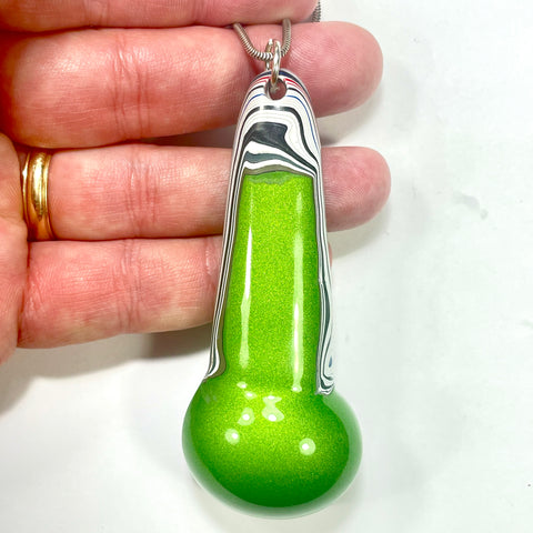 DVH Fordite Pendant Phallic Bead Mojito Green Michigan Jeep 88x36x13mm (6407)