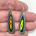 DVH Genuine Jeep Fordite Sterling Dangle Earrings Toledo 38x10x4mm (6927)