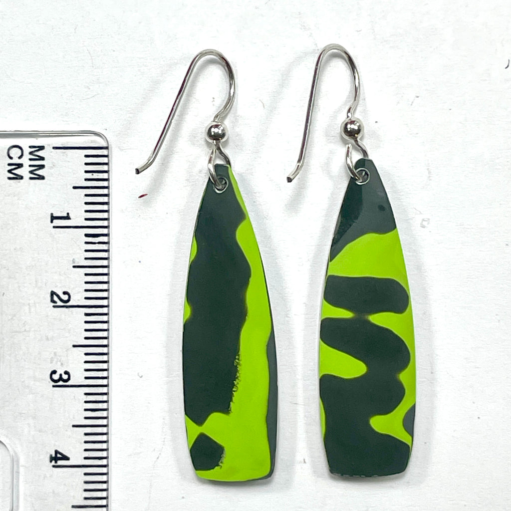DVH Genuine Jeep Fordite Sterling Dangle Earrings Toledo 38x10x4mm (6927)