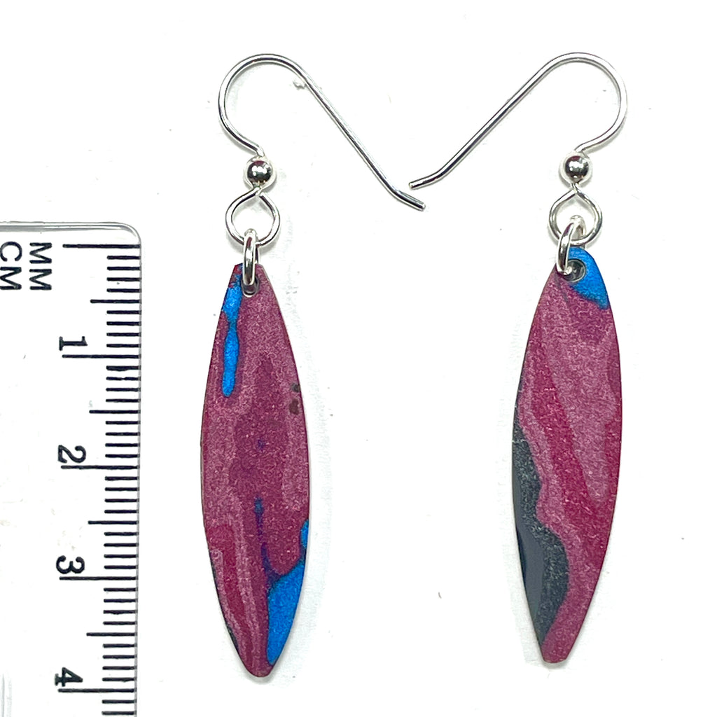 DVH Genuine Jeep Fordite Sterling Dangle Earrings Toledo 35x10x4mm (6928)