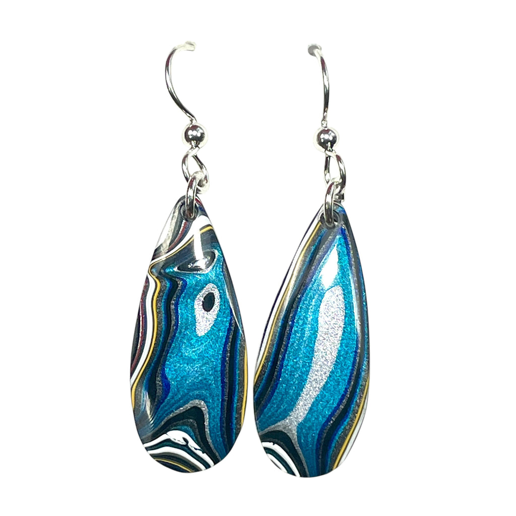 DVH Genuine Jeep Fordite Sterling Dangle Earrings Toledo30x13x4 mm (6929)