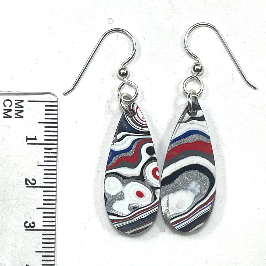 DVH Genuine Jeep Fordite Sterling Dangle Earrings Toledo30x13x4 mm (6929)