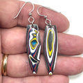 DVH Genuine Jeep Fordite Sterling Dangle Earrings Toledo 42x12x4mm (6930)