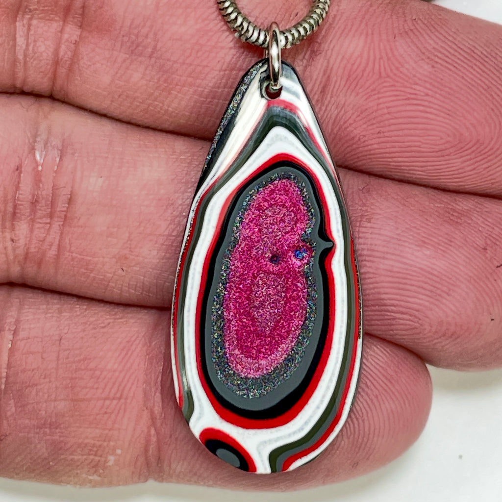 DVH Genuine Jeep Fordite Pendant Toledo Assembly 37x17x3mm (6993)