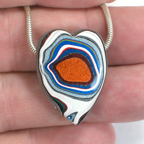 DVH Freightliner Fordite Heart Bead Pendant PDX, OR Western Star 28x20x9 (5329)