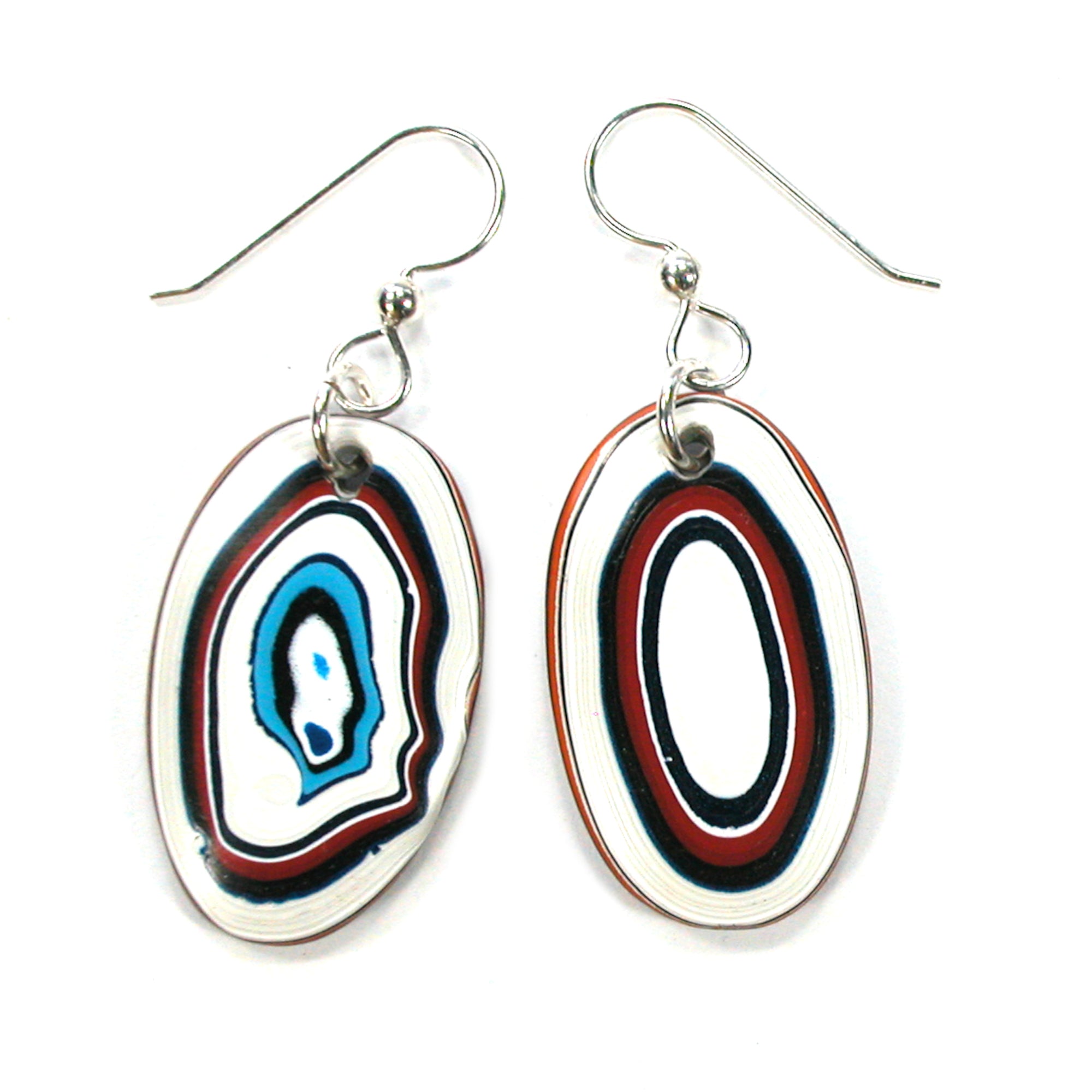 DVH PDX Fordite Earrings Freightliner Western Star 30x18x5mm (5531) - DVHdesigns