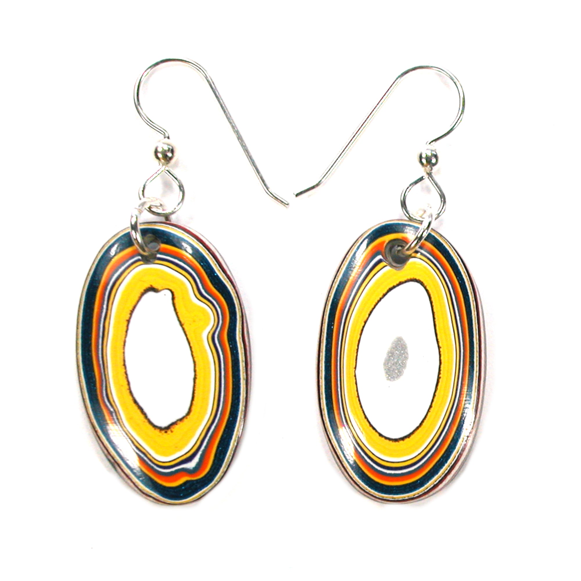 DVH PDX Fordite Earrings Freightliner Western Star 30x18x5mm (5531) - DVHdesigns