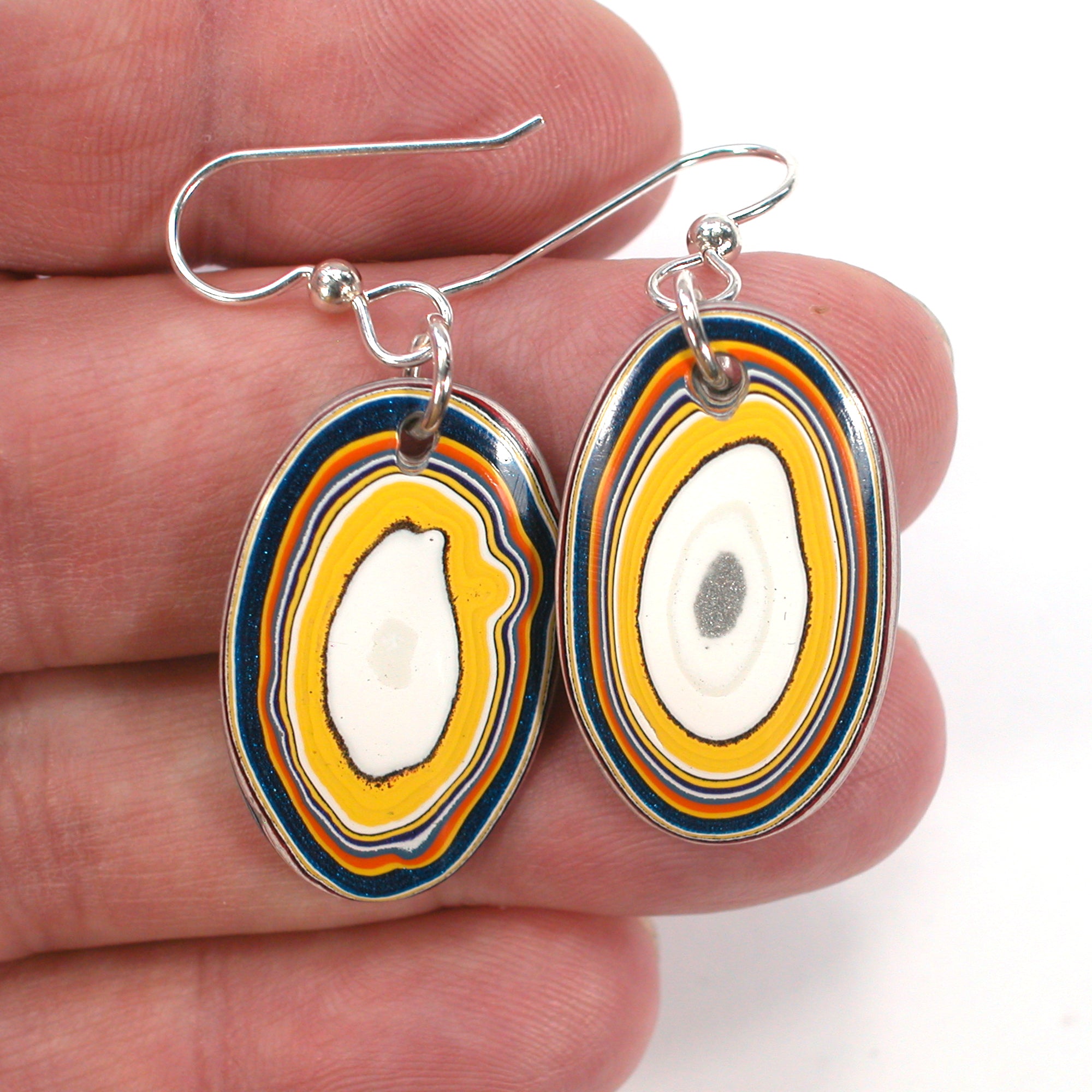 DVH PDX Fordite Earrings Freightliner Western Star 30x18x5mm (5531) - DVHdesigns