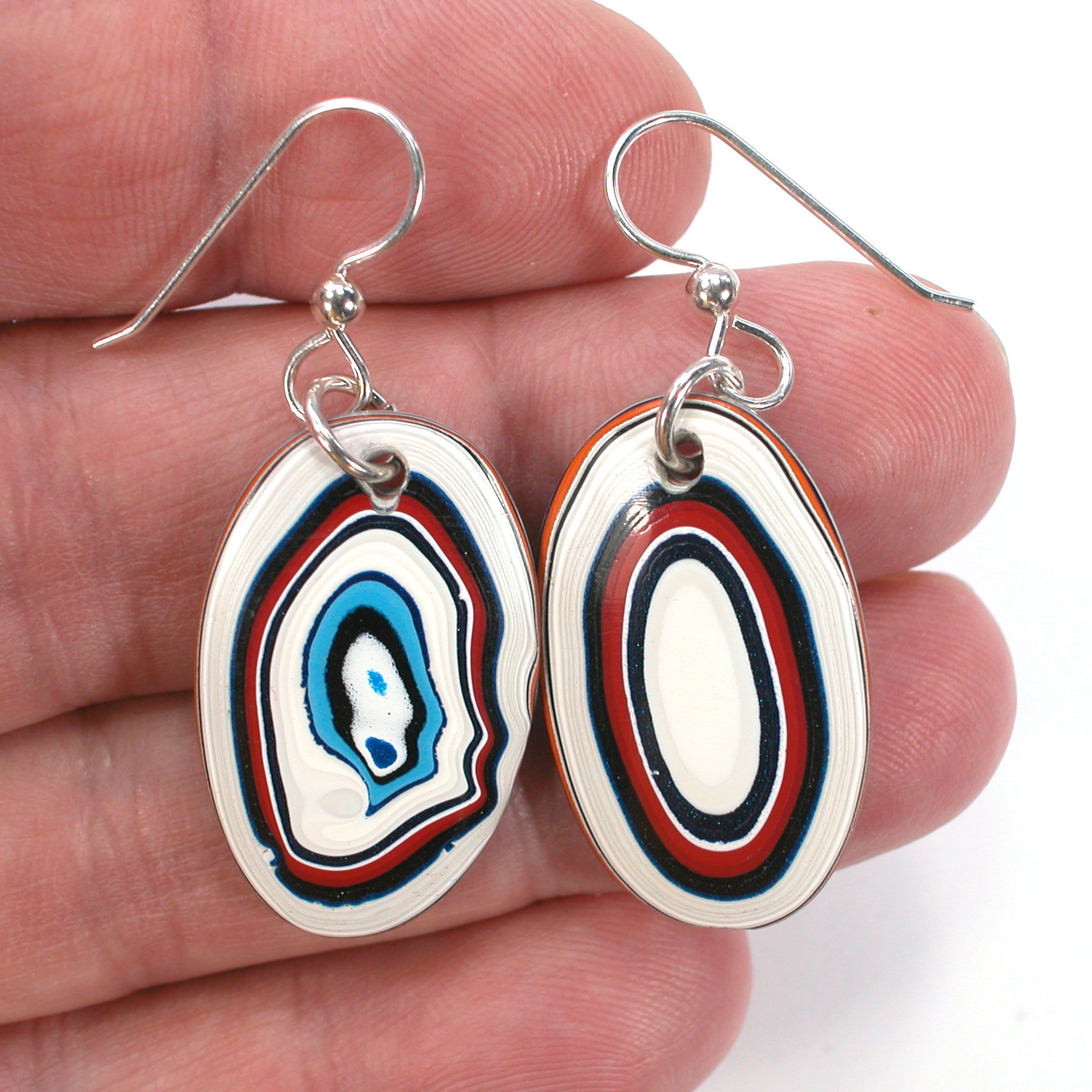 DVH PDX Fordite Earrings Freightliner Western Star 30x18x5mm (5531) - DVHdesigns