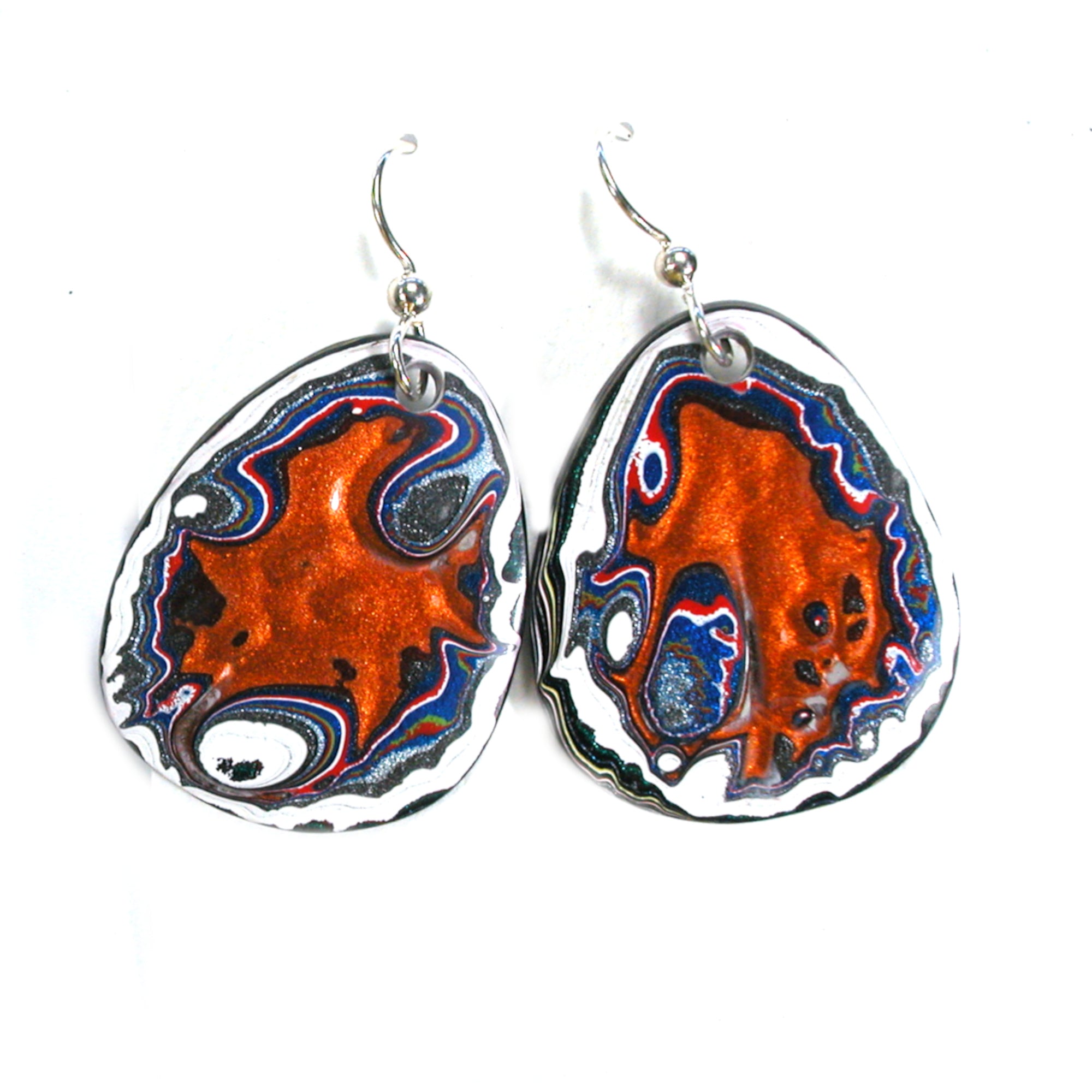DVH PDX Fordite Earrings Freightliner Western Star 33x27x3mm (5606) - DVHdesigns