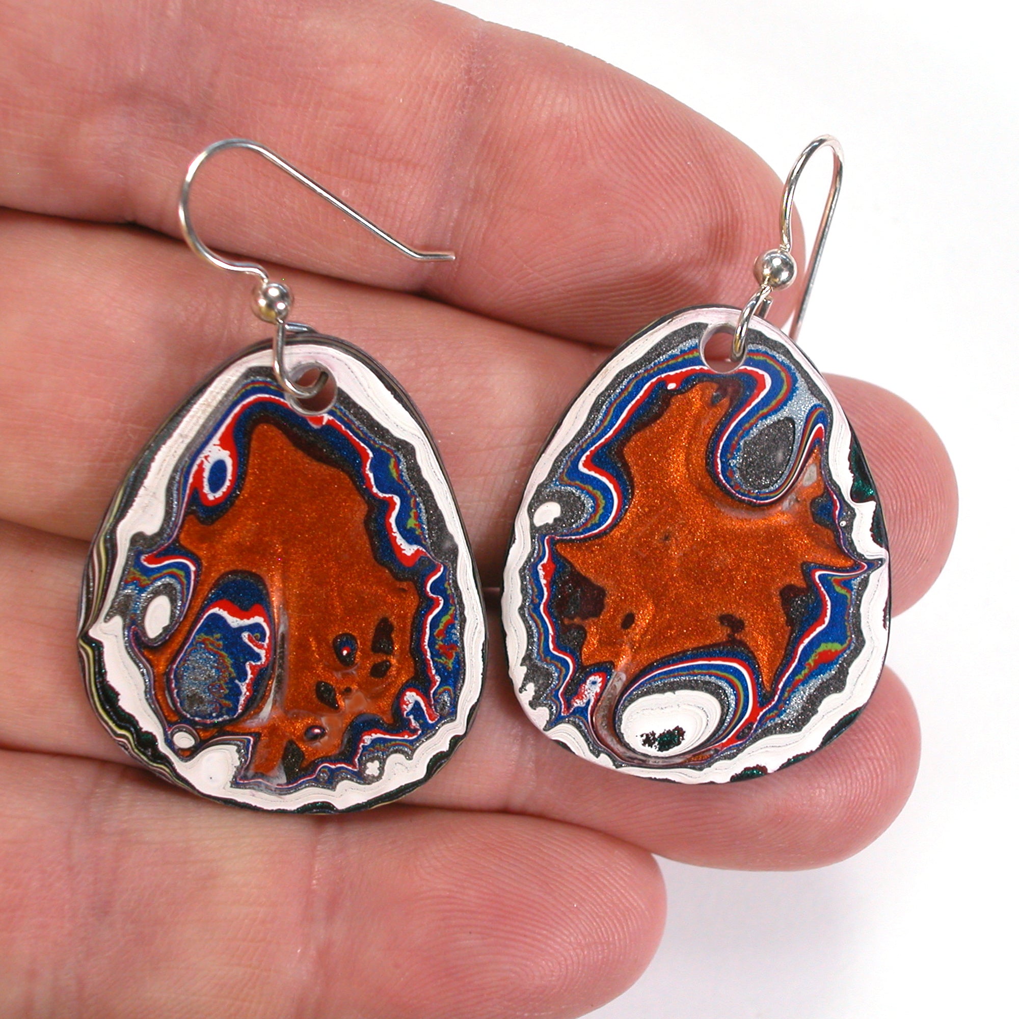 DVH PDX Fordite Earrings Freightliner Western Star 33x27x3mm (5606) - DVHdesigns