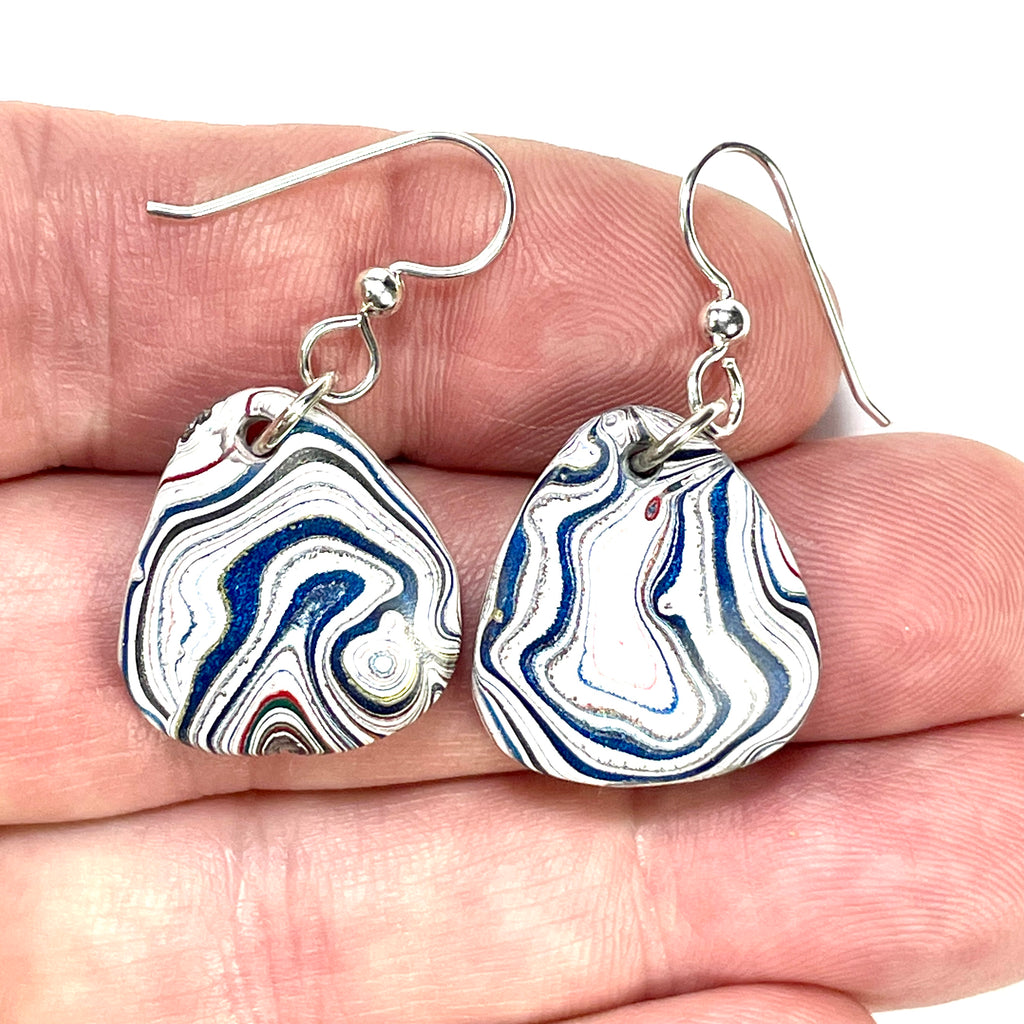 DVH PDX Freightliner Fordite Earrings Sterling French Wires Western Star 21x19x6mm (6069)