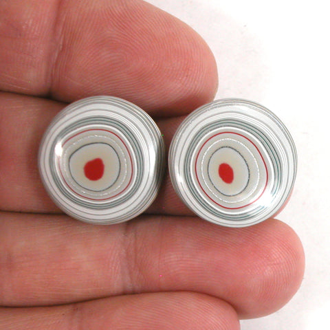 DVH 20mm RD Fordite Matched Pair Cabochons KC Ford F150 Truck (5306)