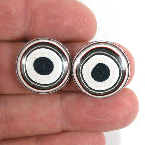 DVH 20mm RD Fordite Matched Pair Cabochons KC Ford F150 Truck (5307)