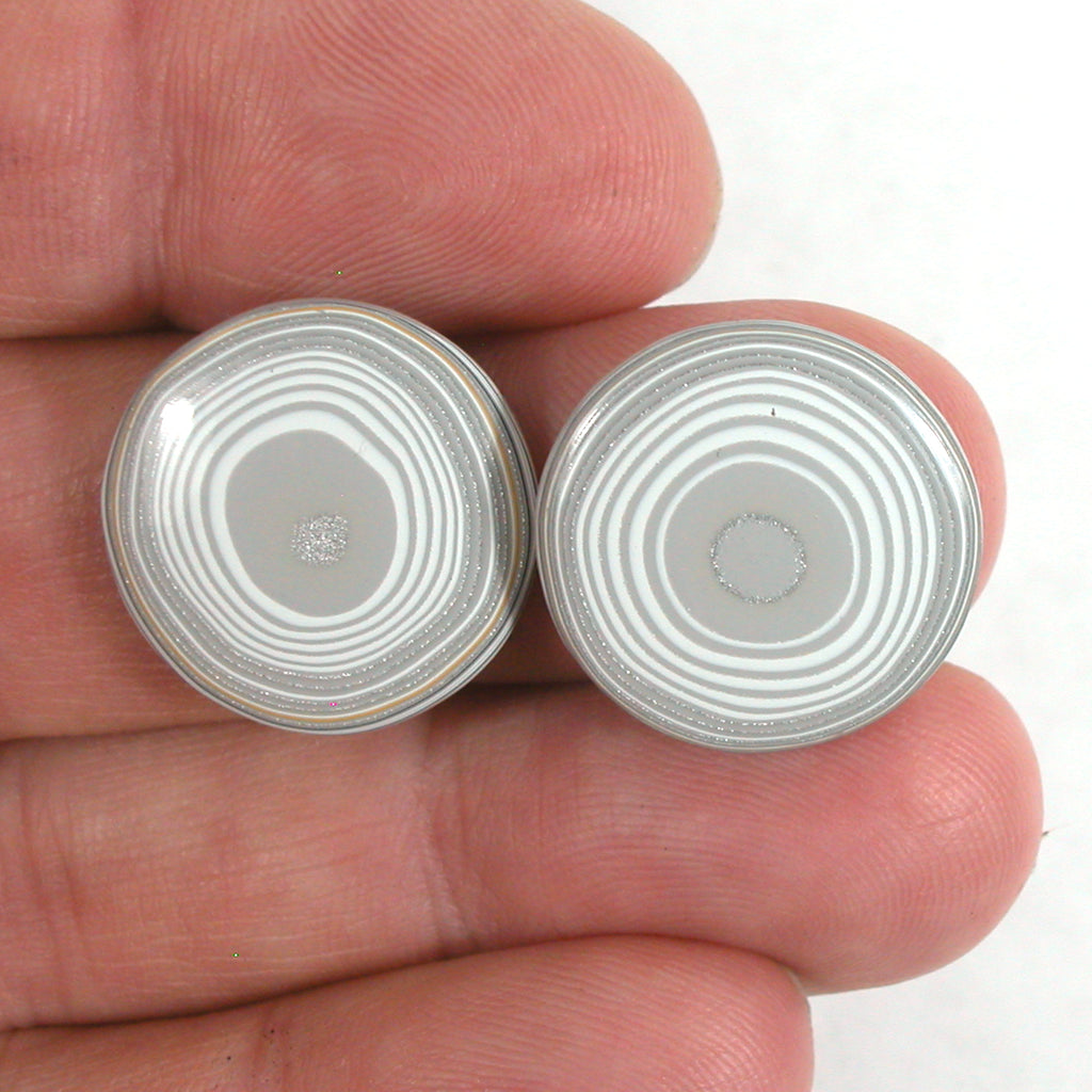 DVH 20mm RD Fordite Matched Pair Cabochons KC Ford F150 Truck (5309)