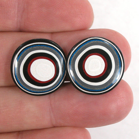 DVH 20mm RD Fordite Matched Pair Cabochons KC Ford F150 Truck (5310)
