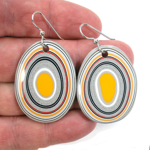 DVH Fordite Earrings Ford F150 KC Truck Assembly 37x29x3mm Sterling (5533)