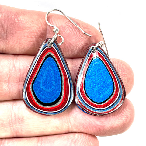DVH Ford F150 Truck Fordite Earrings KC Assembly 31x22x4mm Sterling Silver (5965)